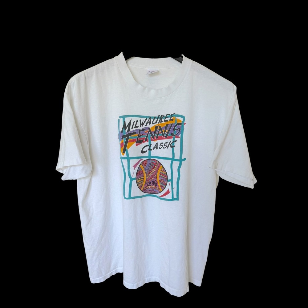 Vintage 1996 Milwaukee Tennis Classic T-Shirt Delta Single Stitch White 90s - XL